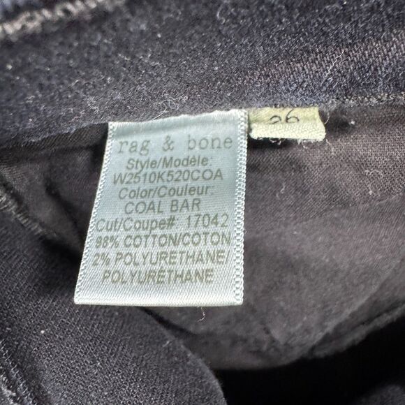 Rag & Bone Yuki Jeans Women's 26 Black Navy Coal Bar Skinny Stretch Slit - Picture 12 of 13